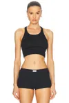 Alexander Wang Crystal Hotfix Cropped Classic Racer Tank Top In Black