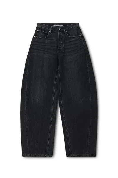 Alexander Wang Crystal Hotfix Cursive Logo Pocket Blow Up Jean Grey Aged In Gray