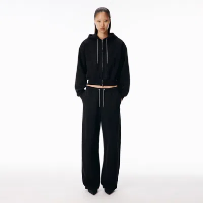 Alexander Wang Crystal Hotfix Drawcord Mid-rise Sweatpant In Black