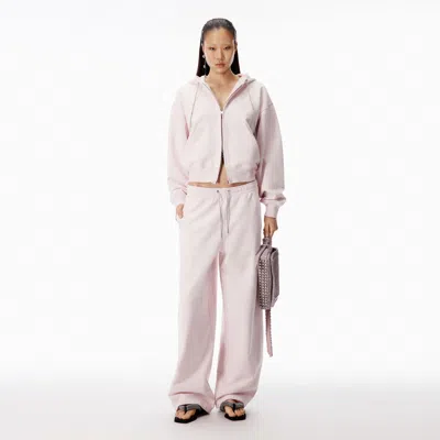 Alexander Wang Crystal Hotfix Drawcord Mid-rise Sweatpant In Pink