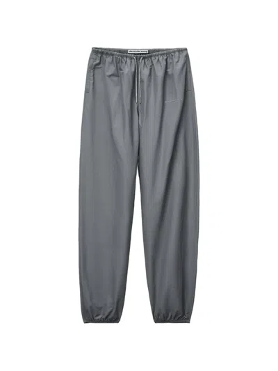 Alexander Wang Crystal Hotfix Drawcord Mid-rise Track Pant In Gray