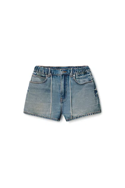 Alexander Wang Crystal Hotfix Drawcord Short Tinted Medium Indigo In Blue