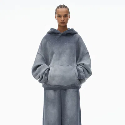 Alexander Wang Crystal Hotfix Hoodie In Washed Chalk