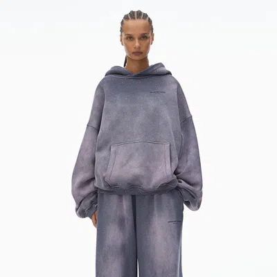 Alexander Wang Crystal Hotfix Hoodie In Washed Purple