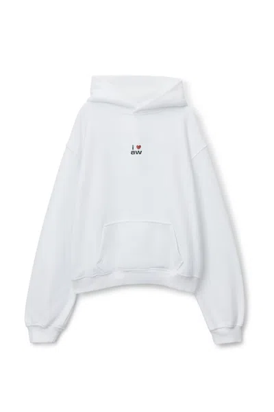 Alexander Wang Crystal Hotfix I Heart Aw Hoodie In White