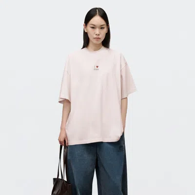 Alexander Wang Crystal Hotfix I Heart Aw Oversized Tee In Light Pink