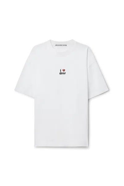 Alexander Wang Crystal Hotfix I Heart Aw Oversized Tee In White