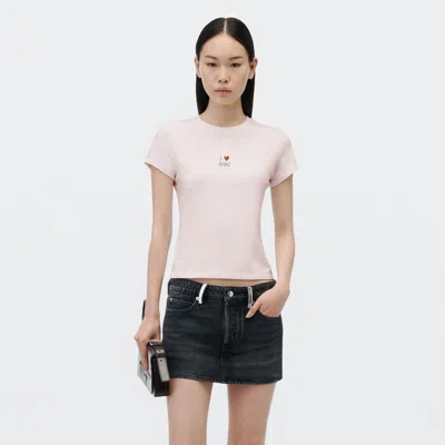 Alexander Wang Crystal Hotfix I Heart Aw Tee In Light Pink