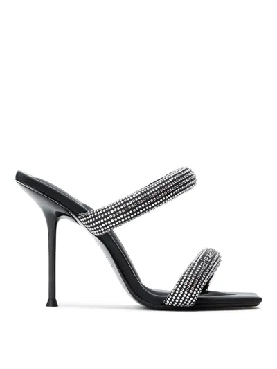 Alexander Wang Stiletto Sandals With Crystal Embellishments In Black