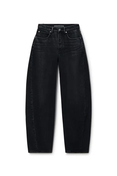 Alexander Wang Crystal Hotfix Logo Pocket Blow Up Jean Grey Aged In Black