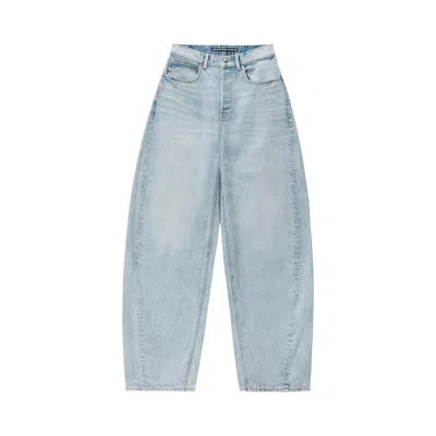 Pre-owned Alexander Wang Crystal Hotfix Logo Pocket Blow Up Jean 'light Bleach' | Tan | Women's Size 25