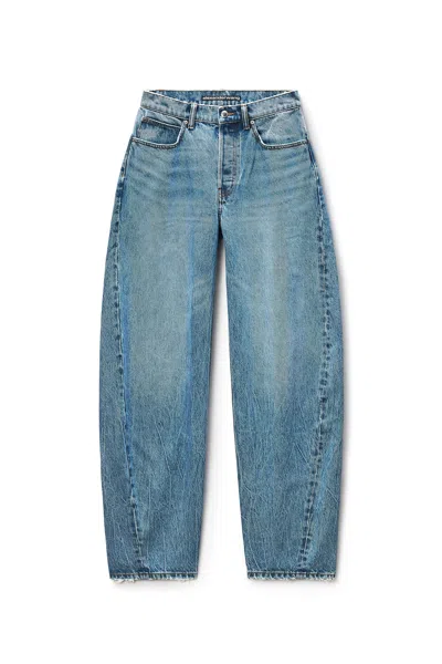 Alexander Wang Crystal Hotfix Logo Pocket Blow Up Jean Vintage Light Indigo In Blue