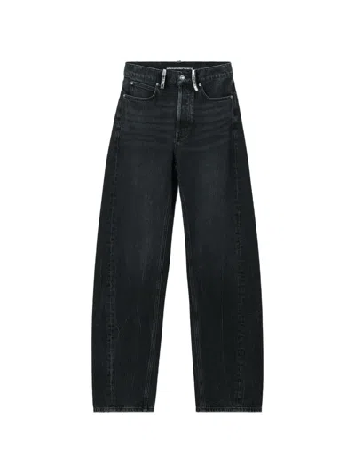 Alexander Wang Crystal Hotfix Logo Pocket Blow Up Jeans In Black