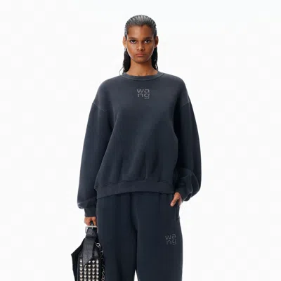 Alexander Wang Hotfix Logo Sweatshirt In Blue
