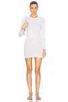 Alexander Wang Crystal Hotfix Long Sleeve Crewneck Dress In White