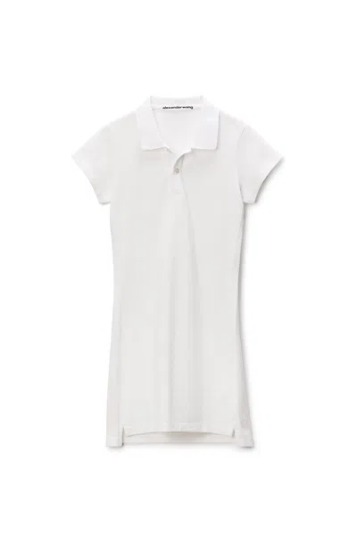 Alexander Wang Crystal Hotfix Polo Dress Vintage White