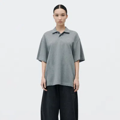 Alexander Wang Crystal Hotfix Short Sleeve Polo In Sidewalk