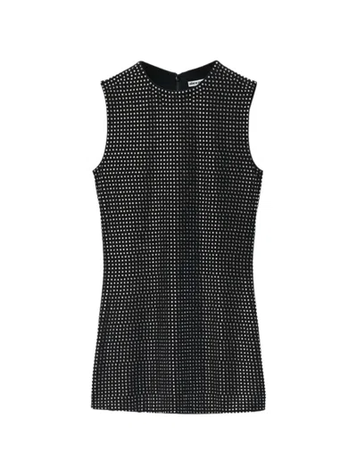 Alexander Wang Crystal Hotfix Sleeveless Mini Dress In Black