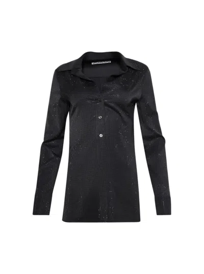 Alexander Wang Crystal Hotfix Slim Shirt Washed Charcoal In Black