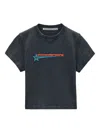 Alexander Wang Logo-print Embellished Cropped Cotton T-shirt In Black