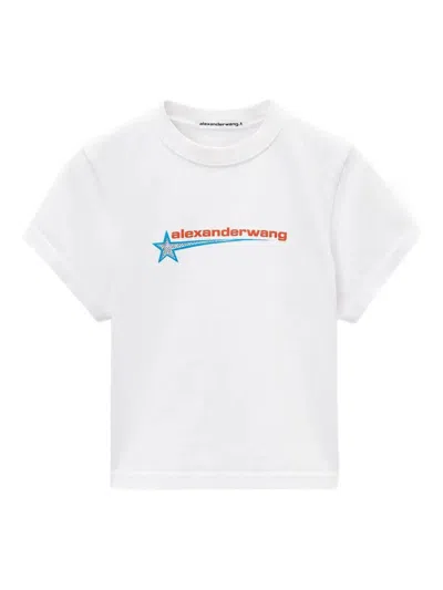 Alexander Wang Crystal Hotfix Star Jersey T-shirt Clothing In White