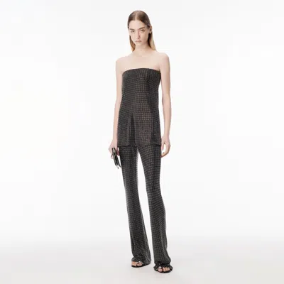 Alexander Wang Crystal Hotfix Strapless Corset Jumpsuit In Black
