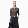 Alexander Wang Crystal Hotfix Wool-blend Argyle Cardigan In Brown