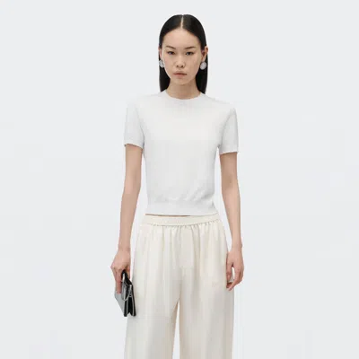 Alexander Wang Crystal Logo Crewneck Top In Soft White