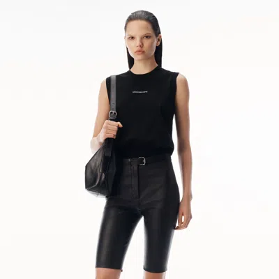 Alexander Wang Crystal-logo Tank Top In Black