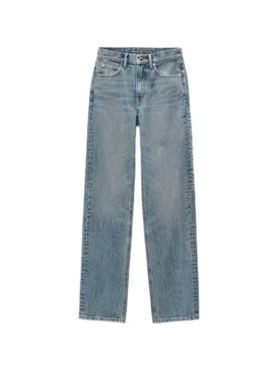 Alexander Wang Crystal Mirror Logo Ez Jeans In Blue