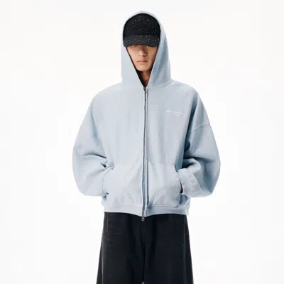 Alexander Wang Crystal-embellished Zip-up Hoodie In Blue