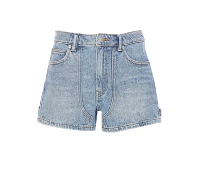 Alexander Wang Crystal Pattern Denim Shorts In Blue