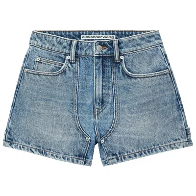 Pre-owned Alexander Wang Crystal Pattern High Waisted Carpenter Short 'classic Worn Indigo' | Blue | Women's S