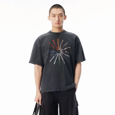 Alexander Wang Crystal Pinwheel Short Sleeve Tee In Black