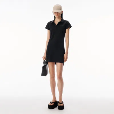 Alexander Wang Crystal-embellished Polo Mini Dress In Black