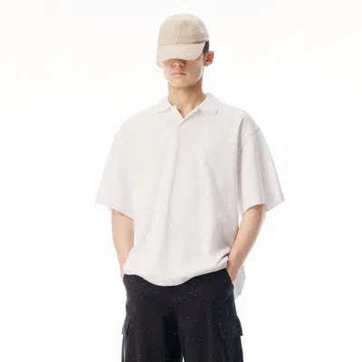 Alexander Wang Crystal Short Sleeve Polo Tee In White