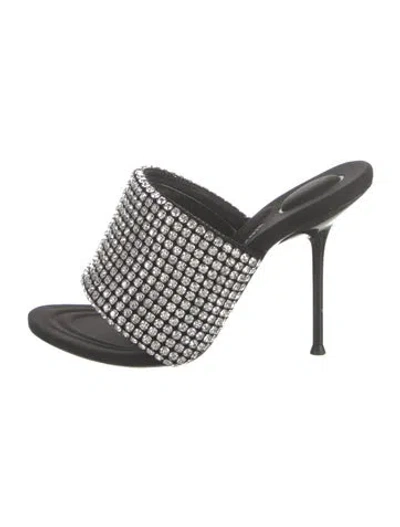 Pre-owned Alexander Wang Crystal Slides In Silver