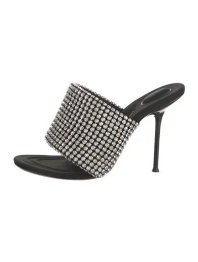 Pre-owned Alexander Wang Crystal Slides In Silver