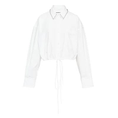 Alexander Wang Crystal Studded Wrap Shirt In White