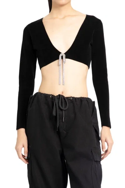 ALEXANDER WANG CRYSTAL TIE CROPPED CARDIGAN