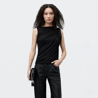 Alexander Wang Crystal Twist Sleeveless Top In Black