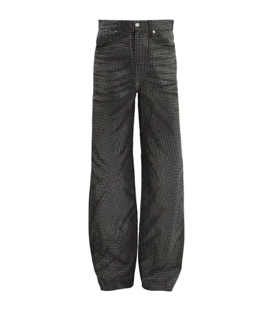 Alexander Wang Crystal Wide-leg Jeans In Charcoal