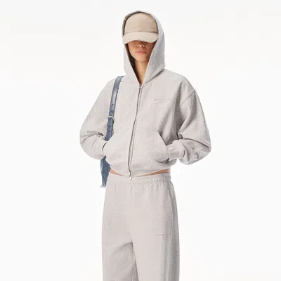 Alexander Wang Crystal Zip Up Hoodie In Neutral