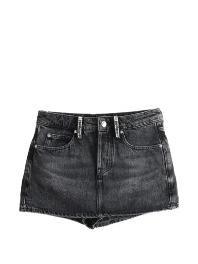 Alexander Wang Crystal-embellished Aged-effect Skirt In 블랙