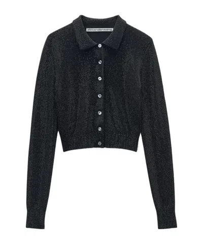 Alexander Wang Crystal-embellished Cardigan In Black