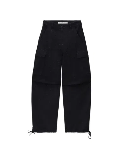 Alexander Wang Crystal-embellished Cargo Pants In Black