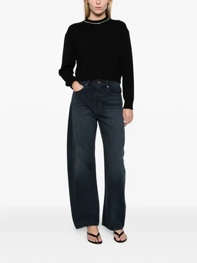 Alexander Wang Crystal-embellished Crew-neck Sweater In Black