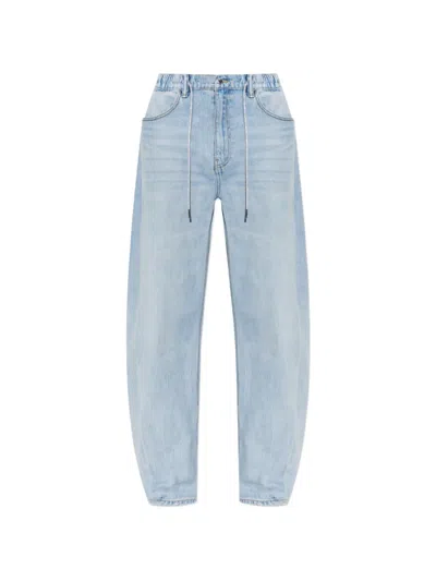 Alexander Wang Crystal-embellished Drawstring-waist Jeans In Blue