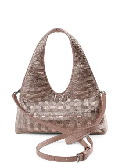 Alexander Wang Crystal-embellished Logo-patch Shoulder Bag In Red