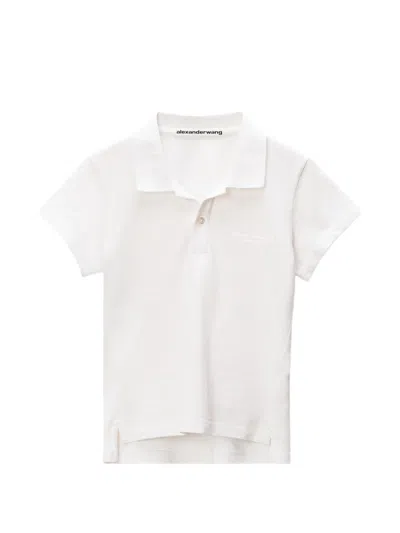 Alexander Wang Crystal-embellished Polo Top In White